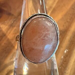 2113 Elegant Silver and Peach Gemstone Ring